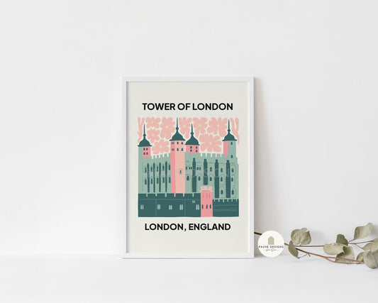 Tower of London, London, Modern Abstract Travel Wall Art Print | UNFRAMED PRINTS | Home Decor | A3/A4/A5  Prints | Prints for Framing