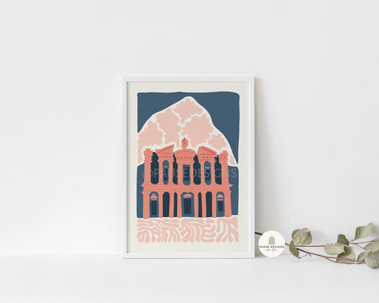 Petra, Jordan, Modern Abstract Travel Wall Art Print | UNFRAMED PRINTS | Home Decor | A3/A4/A5  Prints | Prints for Framing