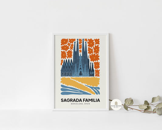 Sagrada Familia, Barcelona, Modern Abstract Travel Wall Art Print | UNFRAMED PRINTS | Home Decor | A3/A4/A5  Prints | Prints for Framing