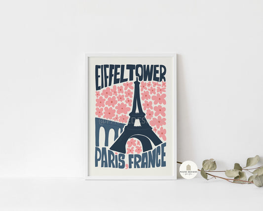 Eiffel Tower, Paris, France, Modern Abstract Travel Wall Art Print | UNFRAMED PRINTS | Home Decor | A3/A4/A5  Prints | Prints for Framing