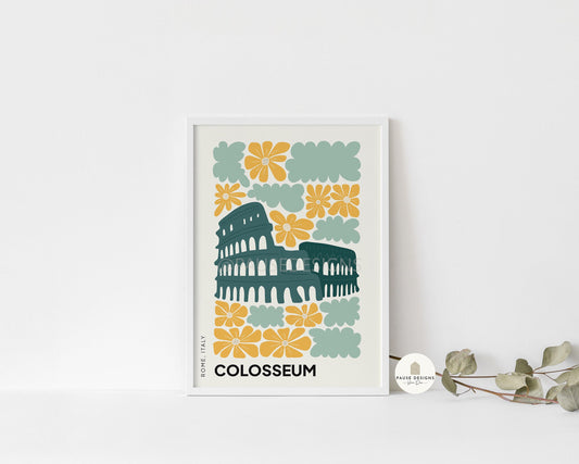 Colosseum, Rome, Italy, Modern Abstract Travel Wall Art Print | UNFRAMED PRINTS | Home Decor | A3/A4/A5  Prints | Prints for Framing