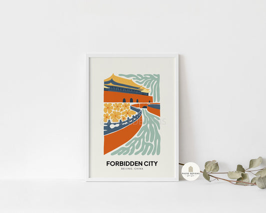 Forbidden City, Beijing, China, Modern Abstract Travel Wall Art Print | UNFRAMED PRINTS | Home Decor | A3/A4/A5  Prints | Prints for Framing