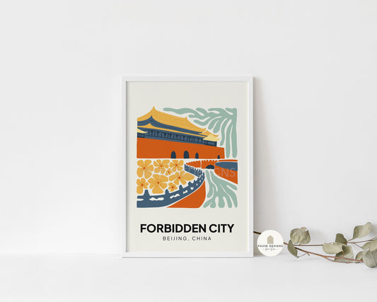 Forbidden City, Beijing, China, Modern Abstract Travel Wall Art Print | UNFRAMED PRINTS | Home Decor | A3/A4/A5  Prints | Prints for Framing