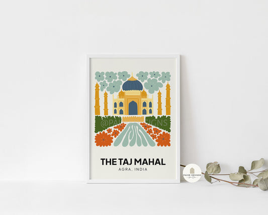 The Taj Mahal, India, Modern Abstract Travel Wall Art Print | UNFRAMED PRINTS | Home Decor | A3/A4/A5  Prints | Prints for Framing