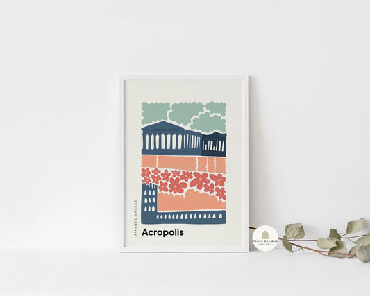 Acropolis, Athens Greece, Modern Abstract Travel Wall Art Print | UNFRAMED PRINTS | Home Decor | A3/A4/A5  Prints | Prints for Framing
