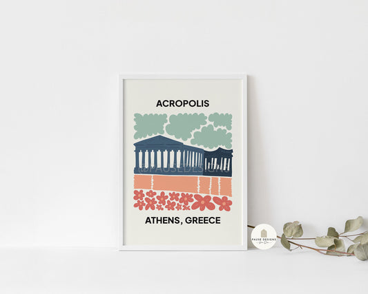 Acropolis, Athens Greece, Modern Abstract Travel Wall Art Print | UNFRAMED PRINTS | Home Decor | A3/A4/A5  Prints | Prints for Framing