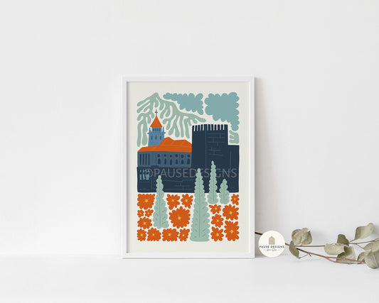 Alhambra, Spain, Modern Abstract Travel Wall Art Print | UNFRAMED PRINTS | Home Decor | A3/A4/A5  Prints | Prints for Framing
