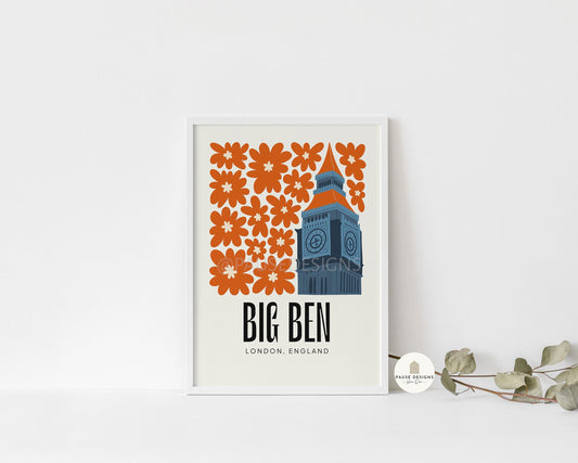 Big Ben, London, Modern Abstract Travel Wall Art Print | UNFRAMED PRINTS | Home Decor | A3/A4/A5  Prints | Prints for Framing