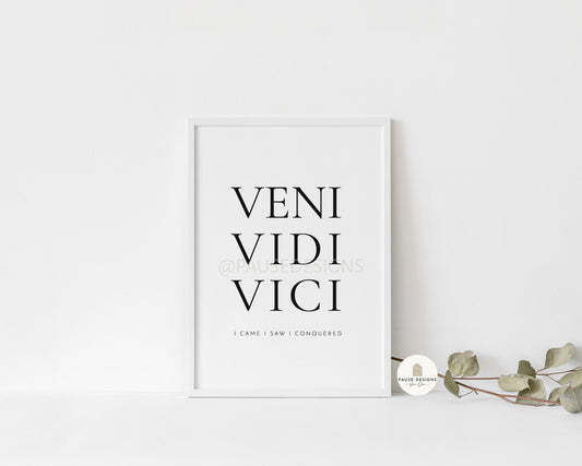 Veni, Vidi, Vici Latin Positive Motivational Wall Art Print | UNFRAMED PRINT | Home Décor | A3/A4/A5 Prints | Quote Wall Art Prints