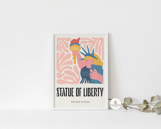 Statue Of Liberty, New York Modern Abstract Travel Wall Art Print | UNFRAMED PRINTS | Home Decor | A3/A4/A5  Prints | Prints for Framing