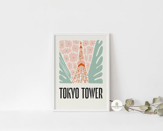 Tokyo Tower, Japan, Modern Abstract Travel Wall Art Print | UNFRAMED PRINTS | Home Decor | A3/A4/A5  Prints | Prints for Framing