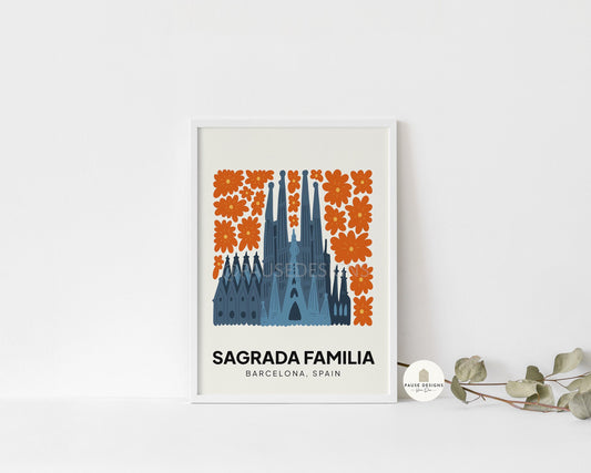 Sagrada Familia, Barcelona, Modern Abstract Travel Wall Art Print | UNFRAMED PRINTS | Home Decor | A3/A4/A5  Prints | Prints for Framing