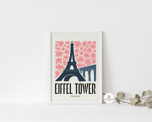 Eiffel Tower, Paris, France, Modern Abstract Travel Wall Art Print | UNFRAMED PRINTS | Home Decor | A3/A4/A5  Prints | Prints for Framing