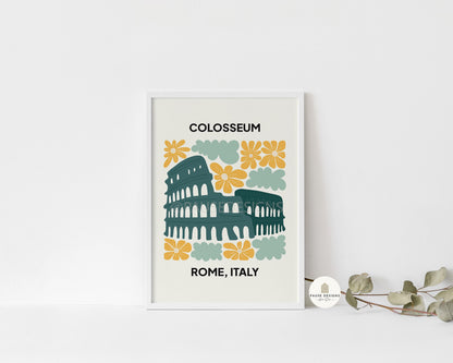 Colosseum, Rome, Italy, Modern Abstract Travel Wall Art Print | UNFRAMED PRINTS | Home Decor | A3/A4/A5  Prints | Prints for Framing
