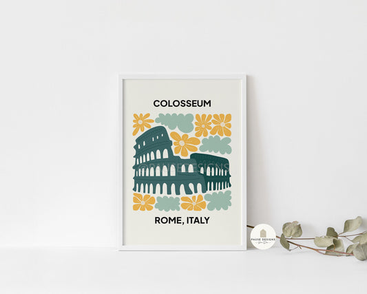 Colosseum, Rome, Italy, Modern Abstract Travel Wall Art Print | UNFRAMED PRINTS | Home Decor | A3/A4/A5  Prints | Prints for Framing