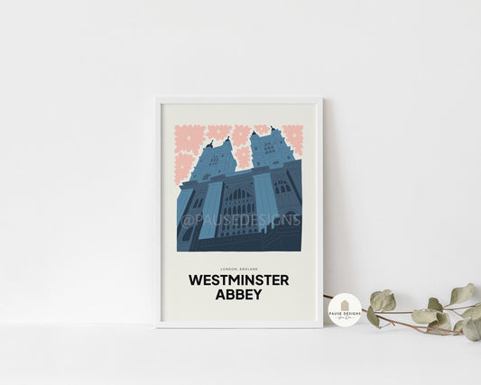 Westminster Abbey, London, England, Modern Abstract Travel Wall Art Print | UNFRAMED PRINTS | Home Decor | A3/A4/A5  Prints | New Home Gift