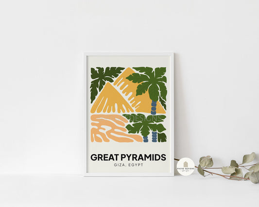 Great Pyramids, Egypt, Modern Abstract Travel Wall Art Print | UNFRAMED PRINTS | Home Decor | A3/A4/A5  Prints | Prints for Framing