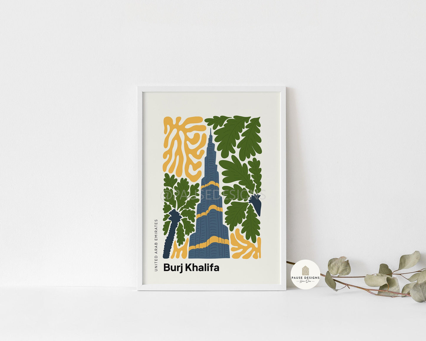 Burj Khalifa, United Arab Emirates, Modern Abstract Travel Wall Art Print | UNFRAMED PRINTS | Home Decor | A3/A4/A5  Prints | New Home Gift