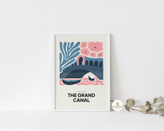 The Grand Canal, Venice, Italy, Modern Abstract Travel Wall Art Print | UNFRAMED PRINTS | Home Decor | A3/A4/A5  Prints | Prints for Framing