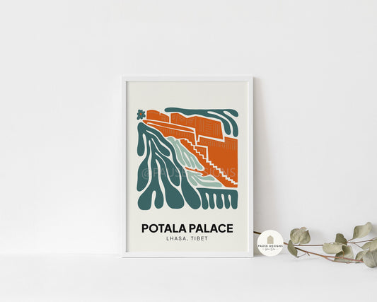 Potala Palace, Tibet, Modern Abstract Travel Wall Art Print | UNFRAMED PRINTS | Home Decor | A3/A4/A5  Prints | Prints for Framing