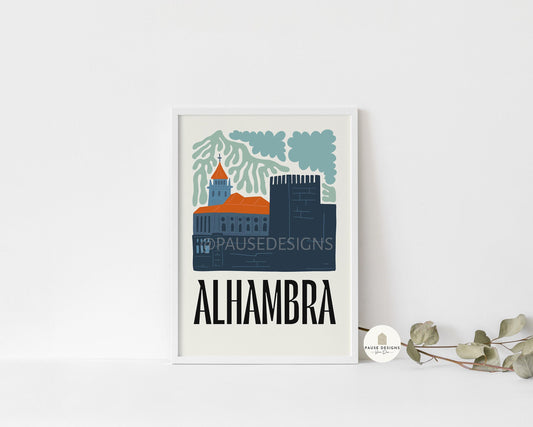 Alhambra, Spain, Modern Abstract Travel Wall Art Print | UNFRAMED PRINTS | Home Decor | A3/A4/A5  Prints | Prints for Framing
