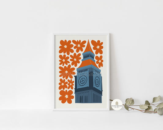 Big Ben, London, Modern Abstract Travel Wall Art Print | UNFRAMED PRINTS | Home Decor | A3/A4/A5  Prints | Prints for Framing