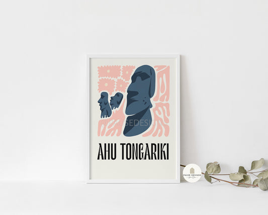 Ahu Tongariki, Easter Island, Modern Abstract Travel Wall Art Print | UNFRAMED PRINTS | Home Decor | A3/A4/A5  Prints | Prints for Framing