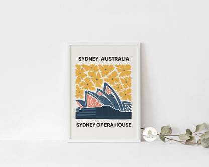 Sydney Opera House, Australia, Modern Abstract Travel Wall Art Print | UNFRAMED PRINTS | Home Decor | A3/A4/A5  Prints | Prints for Framing