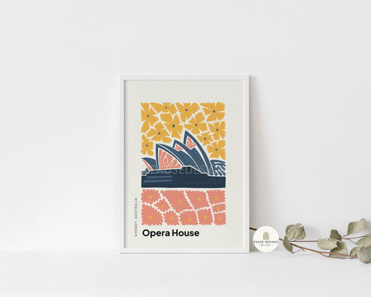 Sydney Opera House, Australia, Modern Abstract Travel Wall Art Print | UNFRAMED PRINTS | Home Decor | A3/A4/A5  Prints | Prints for Framing