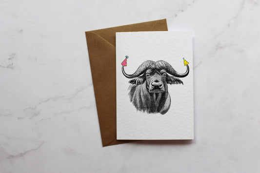 a card with a picture of a bull on it
