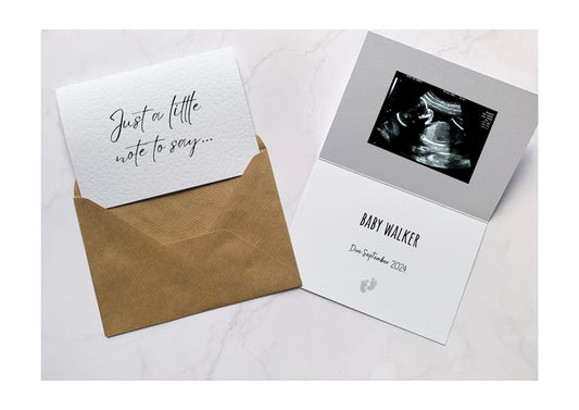 Pregnancy Announcement Just A Little Note To Say Baby Announcement Card | Baby Reveal Idea | A6 Card | We're Pregnant Card