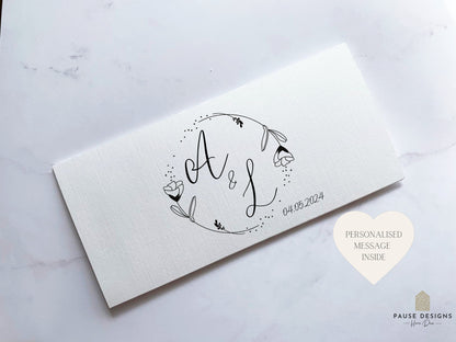 Personalised Initials Wedding Day Money Wallet | Wedding Day Card | Cash Envelope | Wedding Present | Congratulations Card | Wedding Gift