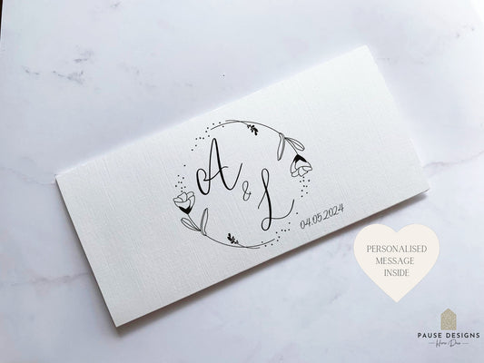 Personalised Initials Wedding Day Money Wallet | Wedding Day Card | Cash Envelope | Wedding Present | Congratulations Card | Wedding Gift