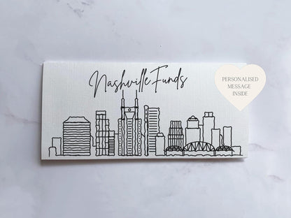 a business card with a picture of a city