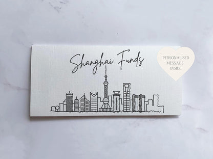 Shanghai Travel Money Wallet Card | Ticket or Cash Envelope Wallet For Gap Year, Surprise Trip Reveal Or Honeymoon | Travel Gift |