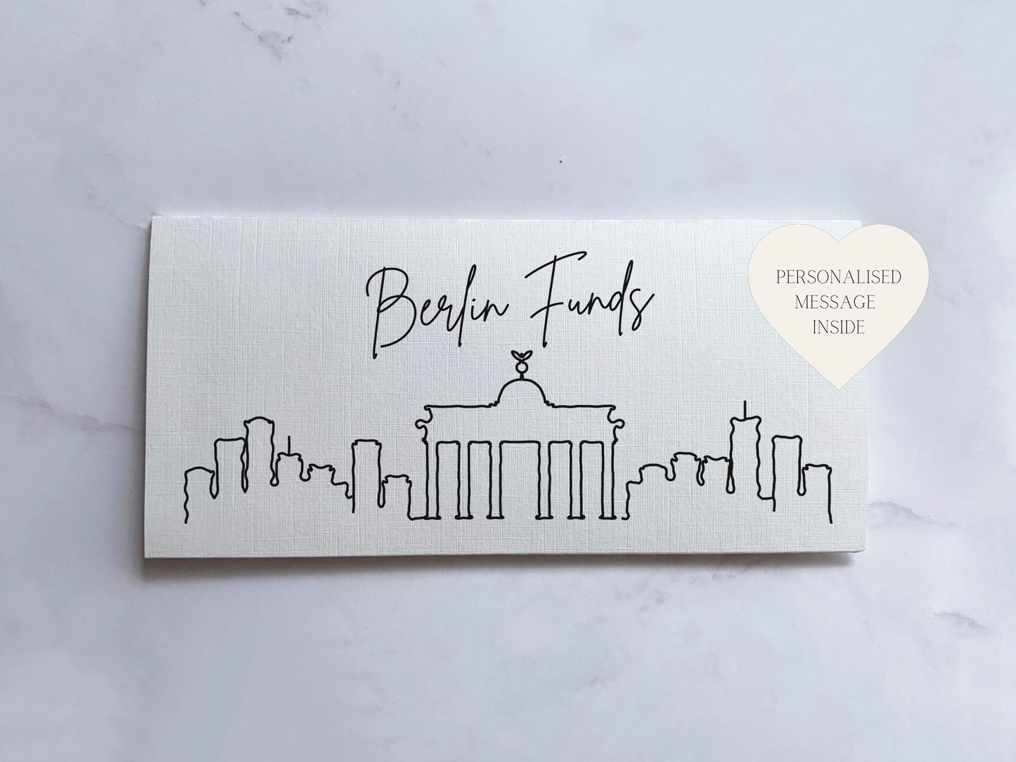 Berlin Travel Money Wallet Card | Ticket or Cash Envelope Wallet For Gap Year, Surprise Trip Reveal Or Honeymoon | Travel Gift |