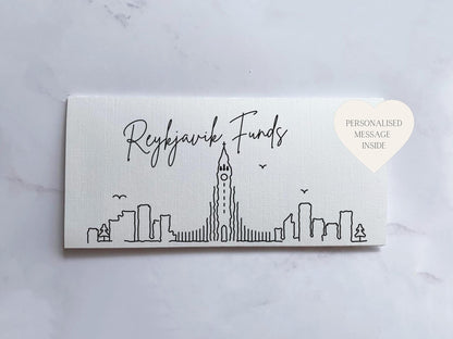 a business card with a picture of a city