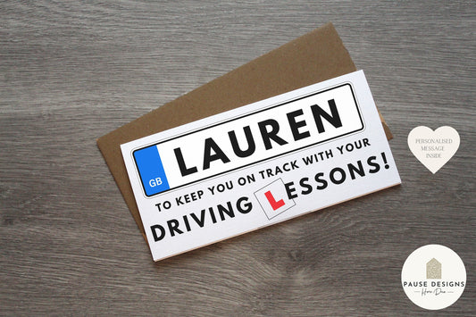 Driving Lesson Fund Linen Money Wallet Card | Perfect Gift for Learner Drivers and 17th Birthdays | Unique Car-Themed Present