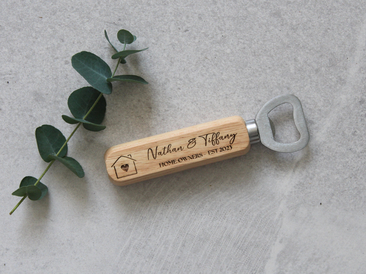 Personalised Beer Bottle Opener for Couples Housewarming Gift for New Homeowners Laser Engraved Wooden Bottle Opener Unique Keepsake.