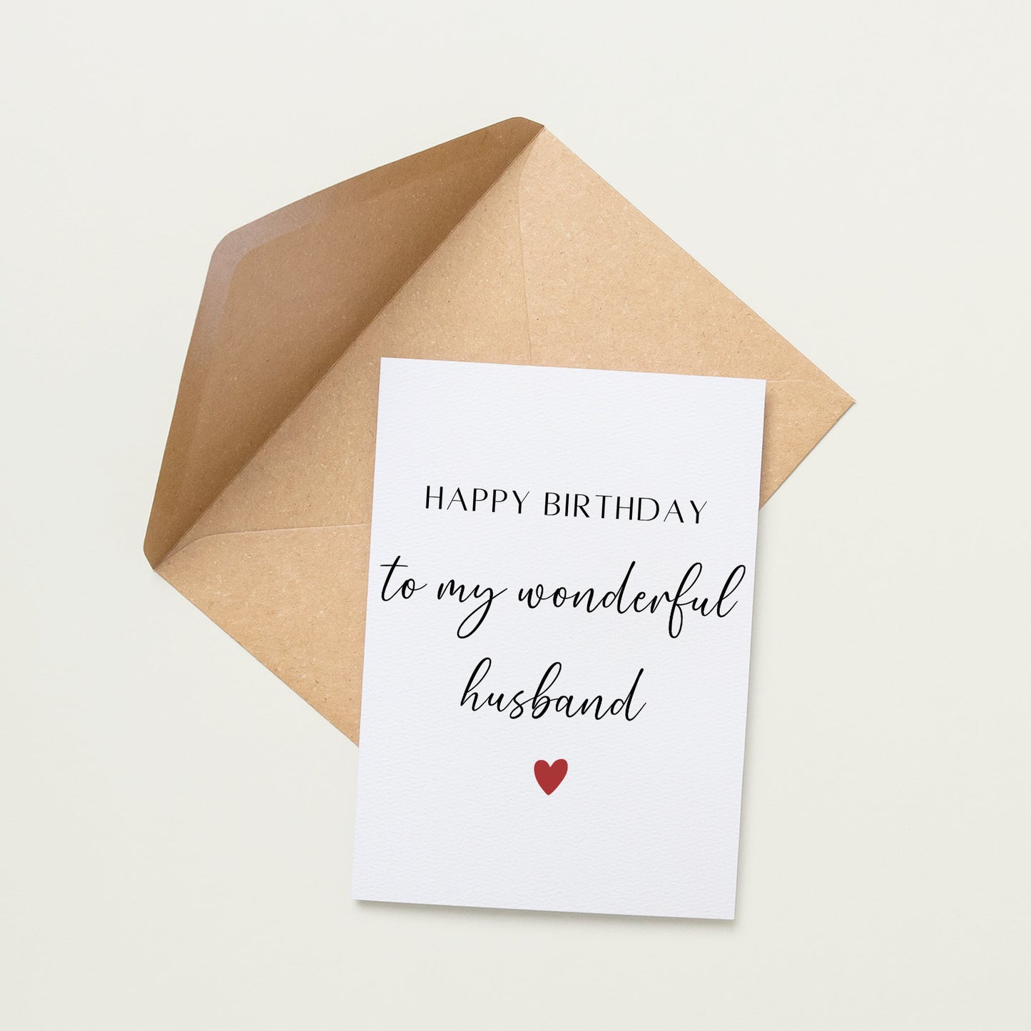 Happy Birthday To My Wonderful Husband Birthday Card | A6 Greeting Card | Card For Husband | Card For Him | Minimalist Heart Birthday Card