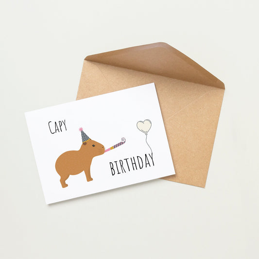 Capy Birthday Party Capybara Greetings Card | Personalised Card | Cute Birthday Card | Wife Birthday Card | Husband Birthday Card |