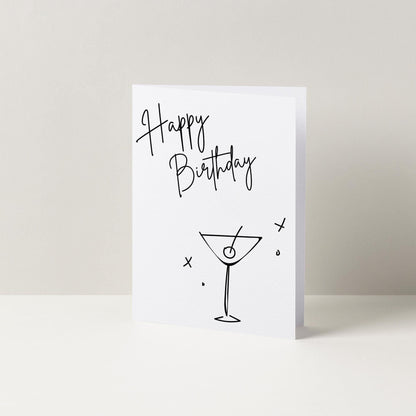 Happy Birthday Cocktail Birthday Card, Martini Card, Card For Her, Minimalist Card, Cute Birthday Card For Her