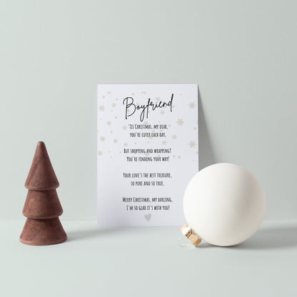 Cute  Boyfriend Christmas Poem Greetings Card, Christmas Card for Boyfriend, Romantic Christmas Card | A6 Card | Cute Xmas Card