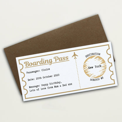 Personalised Boarding Pass Scratch To Reveal Ticket, Birthday Scratch Card, Anniversary Reveal Gift, Surprise Gift, Birthday Scratch Card