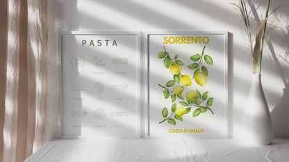 Italian Pasta Shapes Kitchen Wall Art Print | Unframed Print