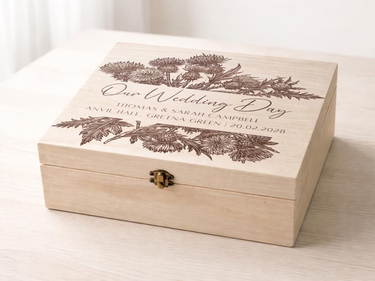 Personalised Scottish Wooden Memory Box - Keepsake Gift
