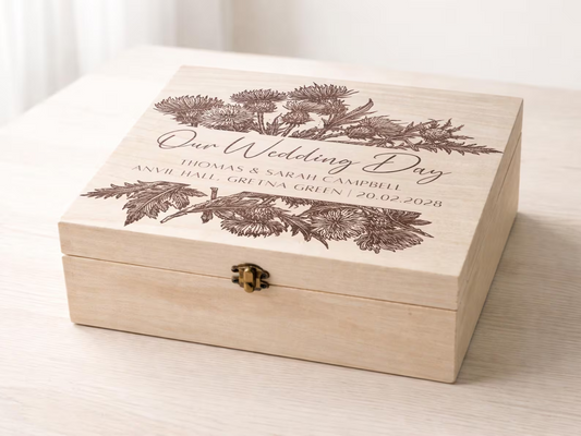 Personalised Scottish Wooden Memory Box - Keepsake Gift