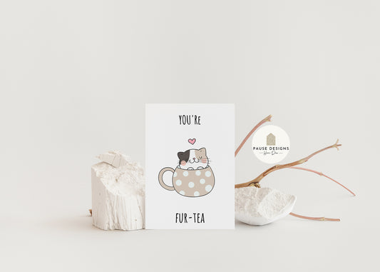 You're Fur-Tea Cat Birthday Card
