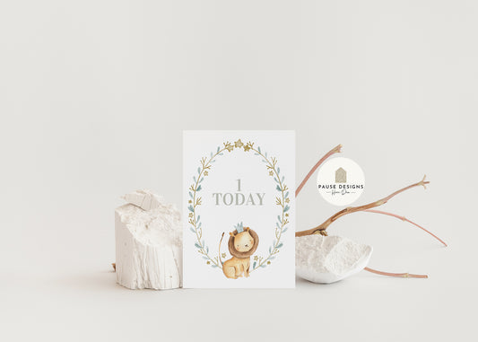 Customised Age Lion Safari Animal Birthday Greetings Card