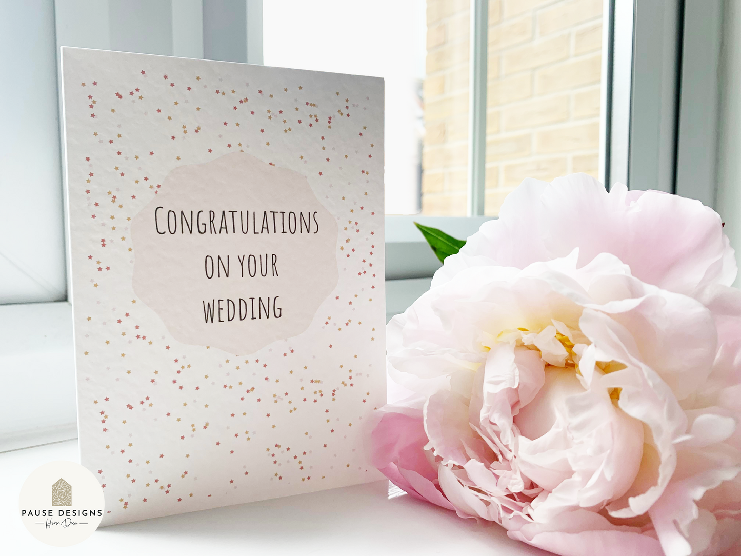 Star Confetti Plaque On Your Wedding Day Greetings Card